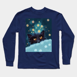 Christmas Black Cat on the Roof Long Sleeve T-Shirt